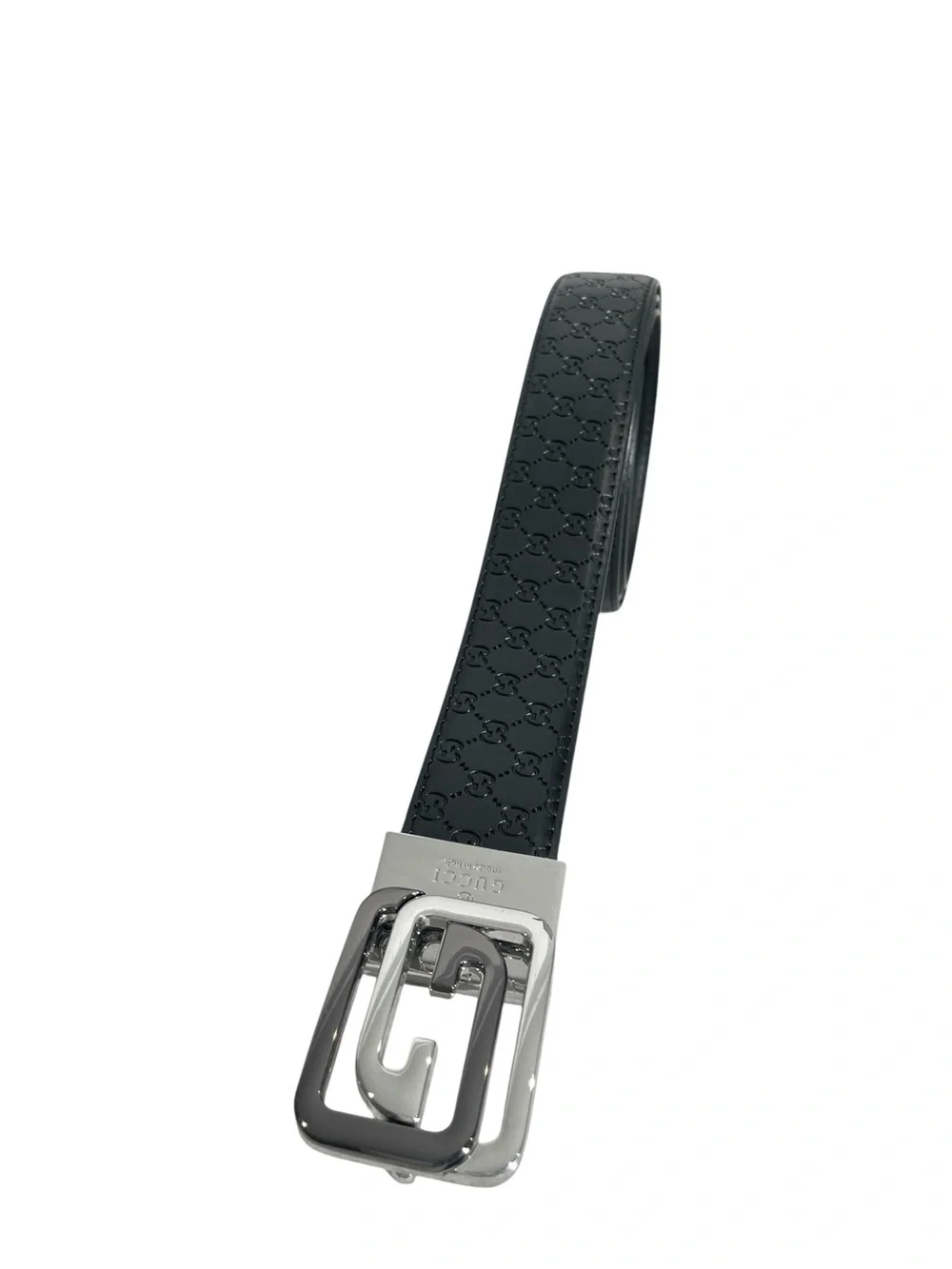 🖤 Men’s Black Monogram Belt — Silver-Tone Buckle 🖤